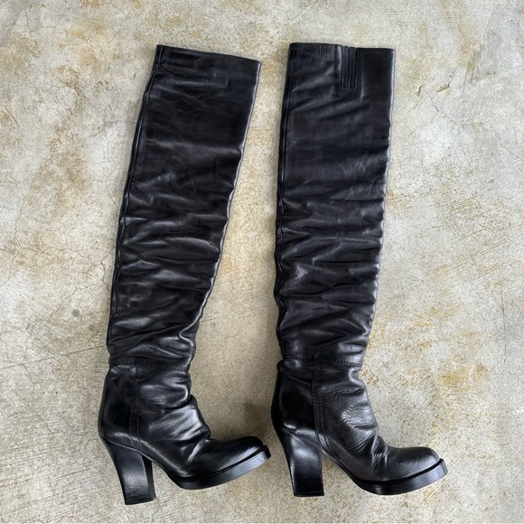Haider Ackermann Fall/Winter 2009 Black Leather Over The Knee Boots Size 36 - Picture 8 of 17